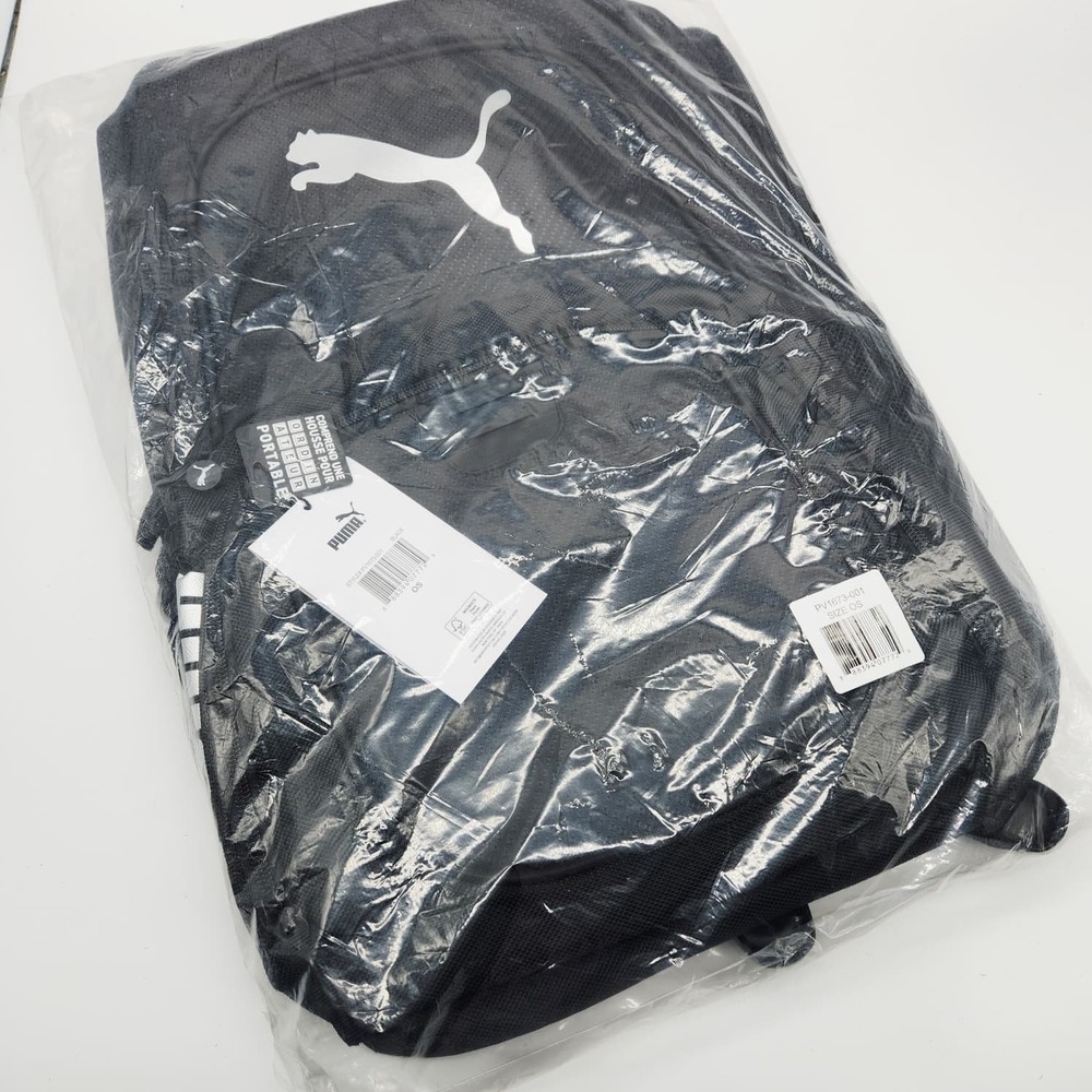 PUMA Evercat Contender Backpack Black Silver 19x12.5x6.5 School Laptop Bag New